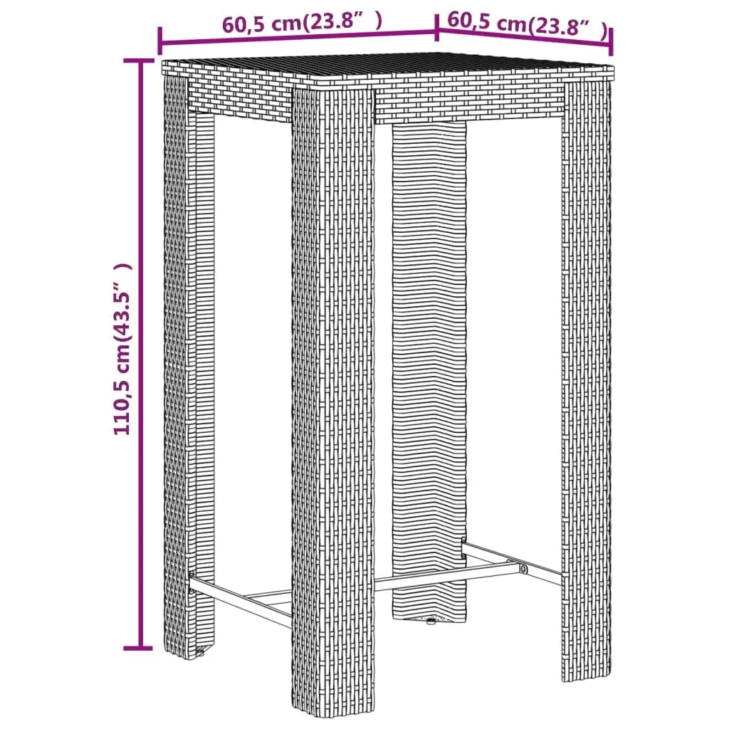 Garden Bar Set Black 3 Piece Outdoor Furniture Weather-resistant PE Rattan Acacia Wood Stools