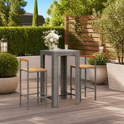 Compact 3 Piece Grey Bar Set for Outdoor Spaces