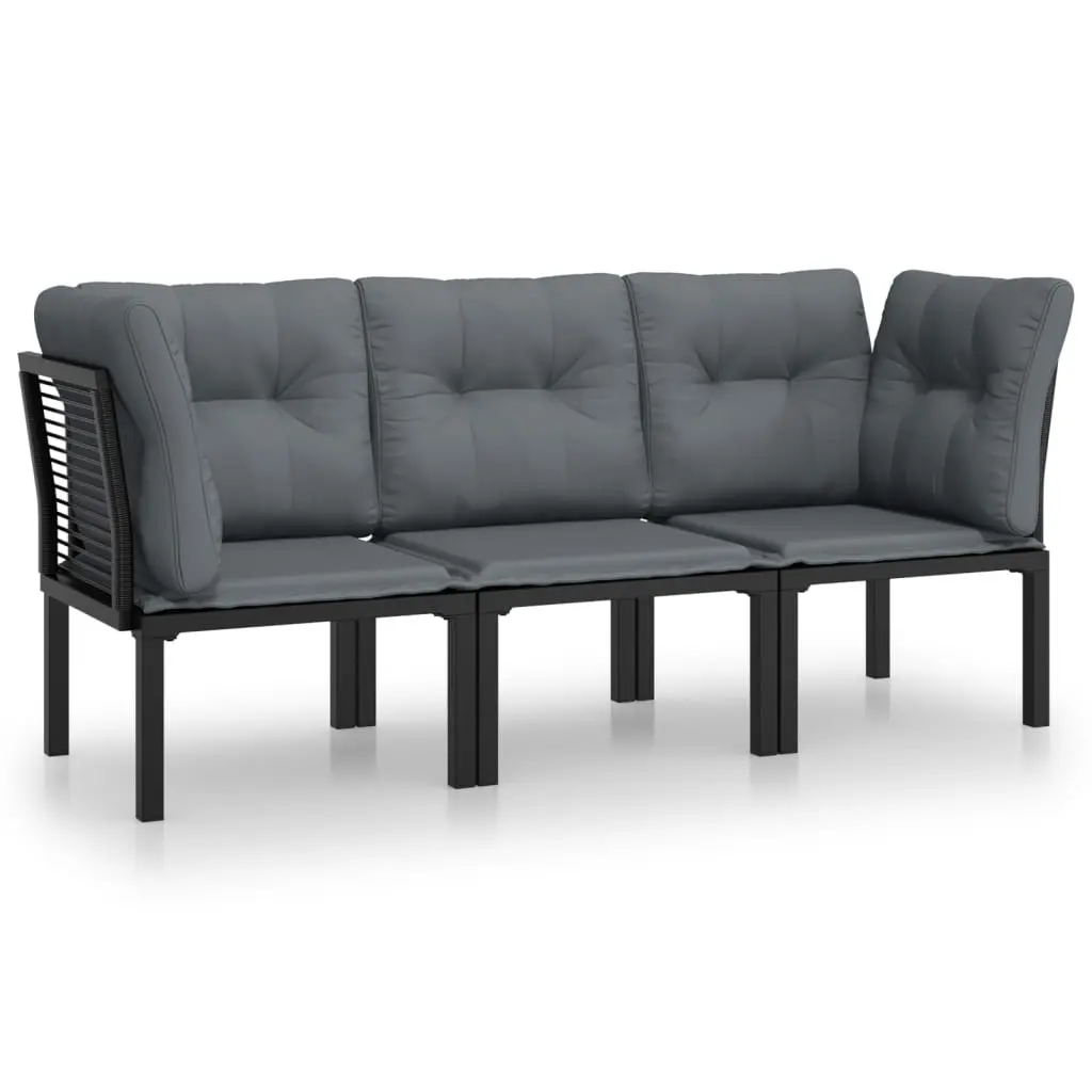 Black Grey 3 Piece Garden Lounge Set