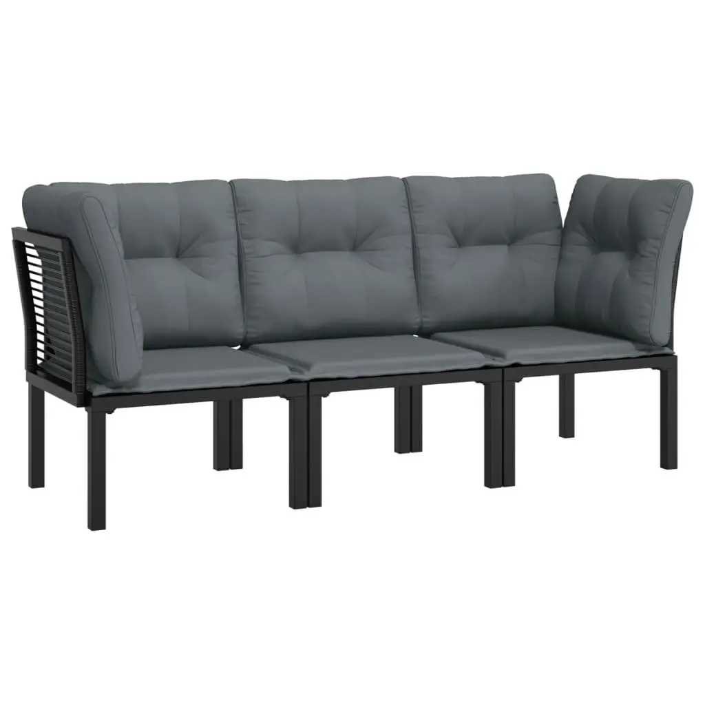Black Grey 3 Piece Garden Lounge Set