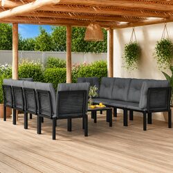 Compact and Stylish 9 Piece Outdoor Lounge Set