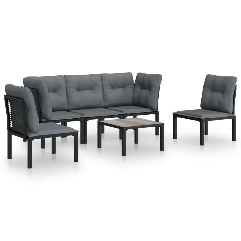 Garden Lounge Set 6 Piece Outdoor Furniture Patio Seating Black Grey Rattan