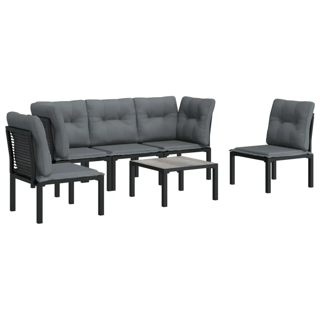 Garden Lounge Set 6 Piece Outdoor Furniture Patio Seating Black Grey Rattan