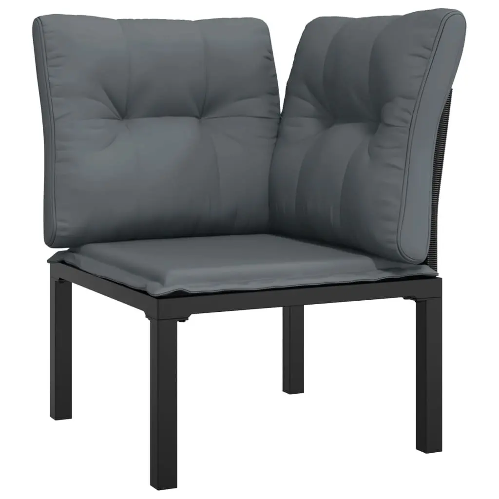Outdoor Garden Lounge Set 6 Piece Poly Rattan Patio Furniture Black Grey