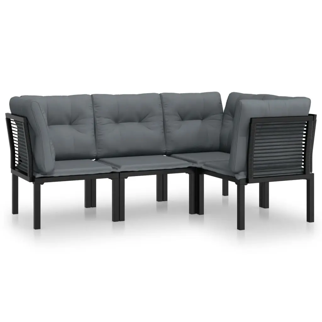 4 Piece Garden Lounge Set Black Grey Outdoor Furniture Poly Rattan Patio Sofa