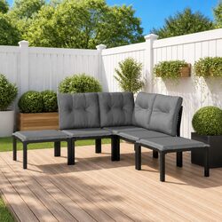 Compact 5 Piece Garden Lounge Set - Black and Grey Design