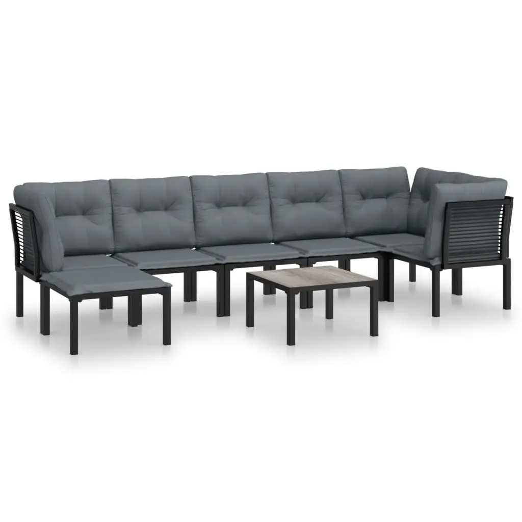 Garden Lounge Set 8 Piece Outdoor Furniture Black Grey Poly Rattan Modular