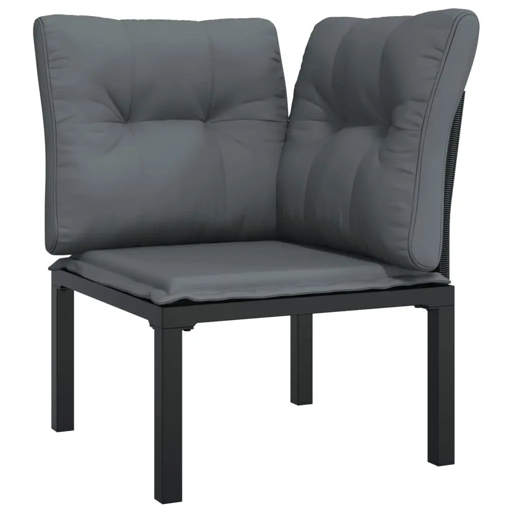 Garden Lounge Set 8 Piece Outdoor Furniture Black Grey Poly Rattan Modular