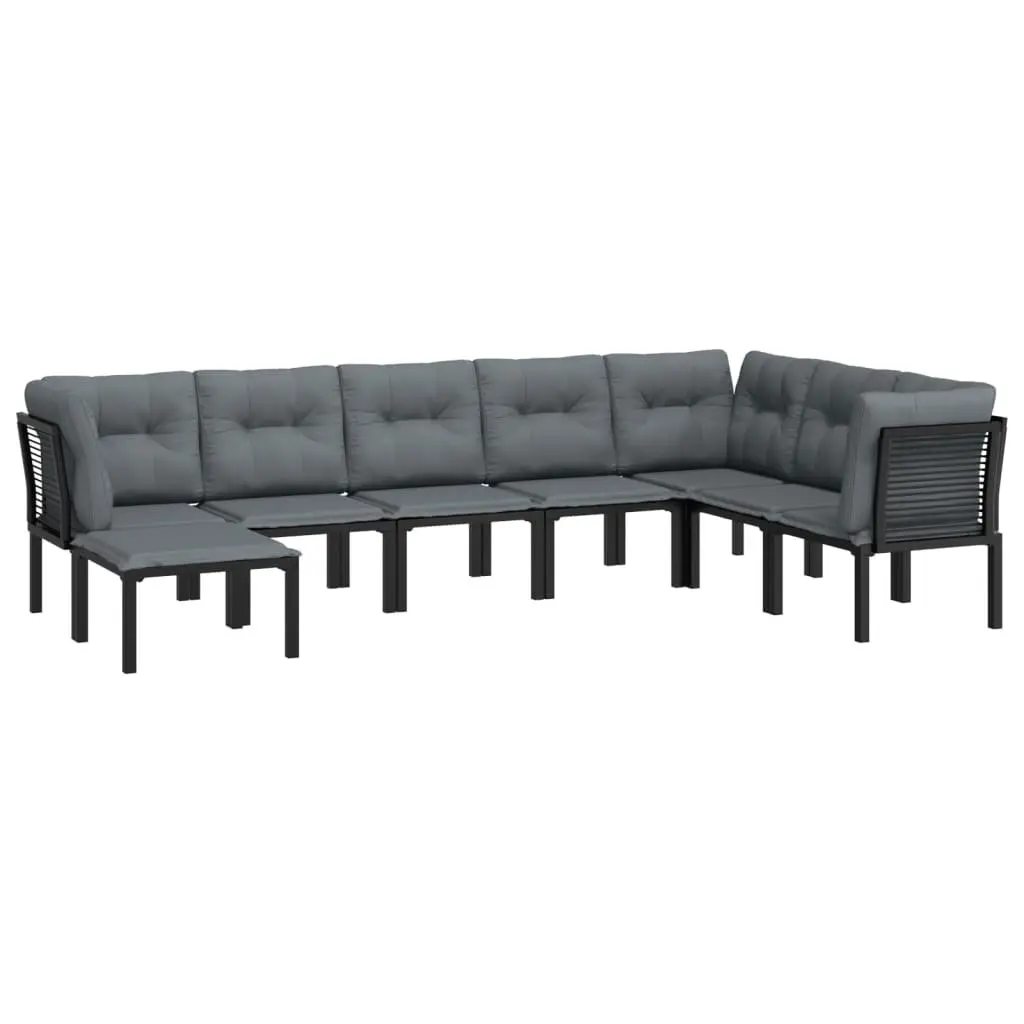 Garden Lounge Set 8 Piece Outdoor Furniture Black Grey Poly Rattan Modular