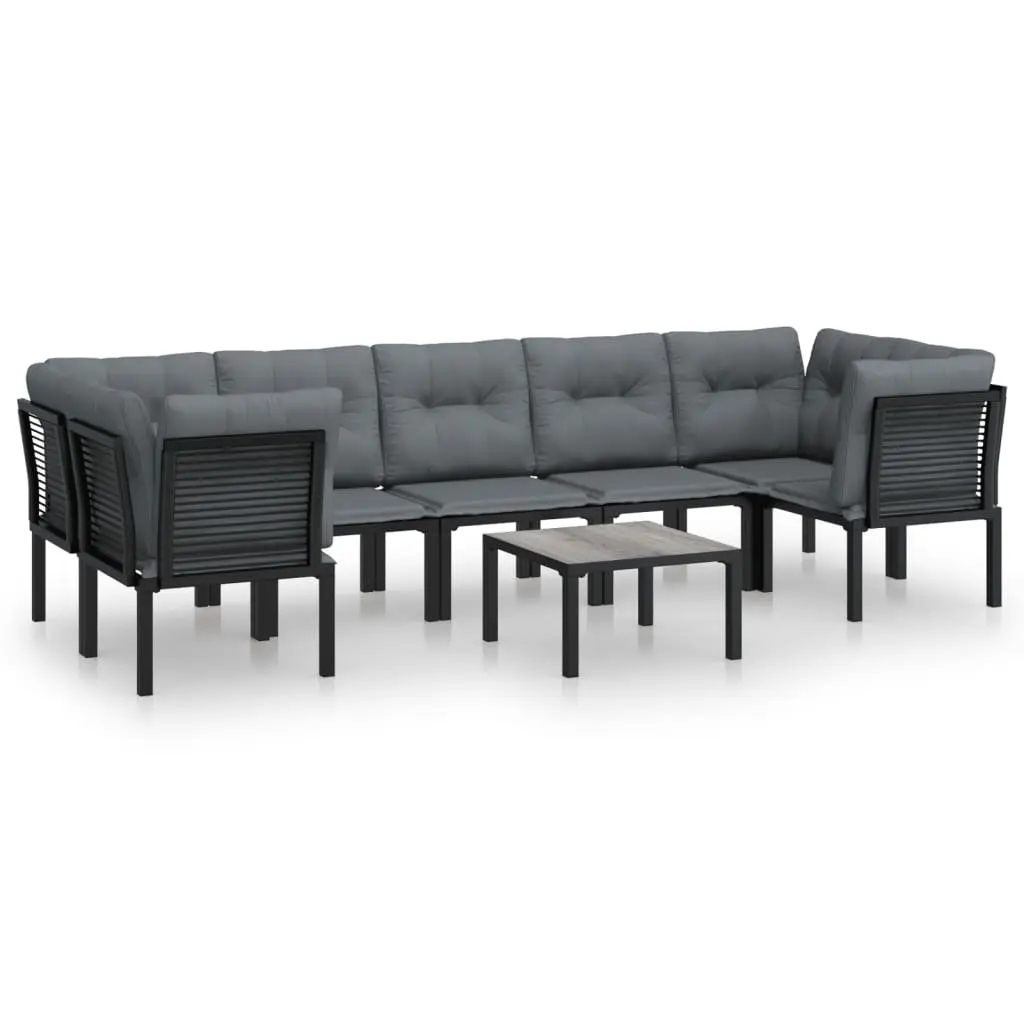 Garden Lounge Set 8 Piece Outdoor Furniture Poly Rattan Black Grey Patio Sofa