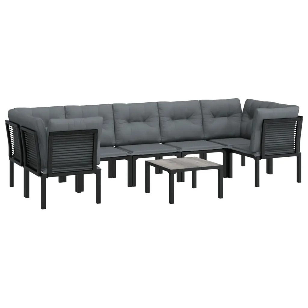 Garden Lounge Set 8 Piece Outdoor Furniture Poly Rattan Black Grey Patio Sofa