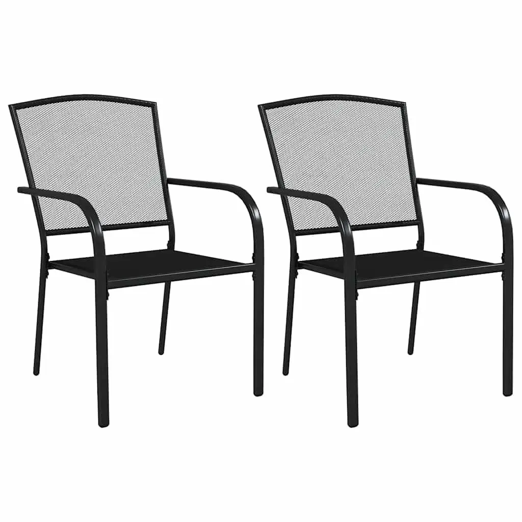 Outdoor Dining Set Anthracite Steel 3 Piece Stackable Chairs