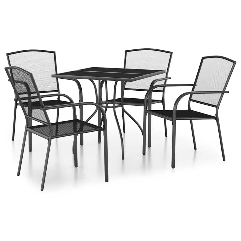 Garden Dining Set Anthracite 5 Piece Steel Frame Outdoor Furniture