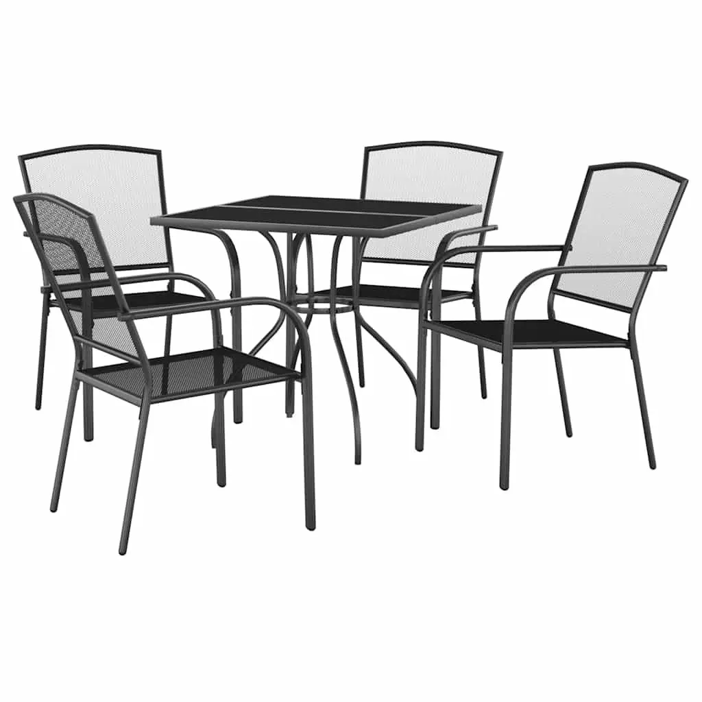 Garden Dining Set Anthracite 5 Piece Steel Frame Outdoor Furniture