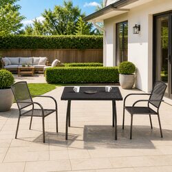 3-Piece Garden Dining Set with Steel Chairs