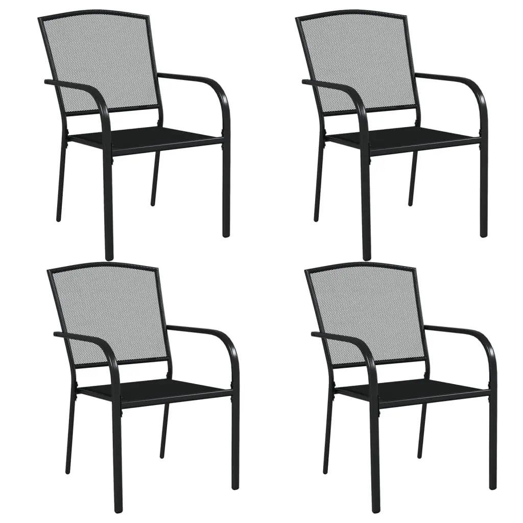 Garden Dining Set 5 Piece Anthracite Steel Outdoor Furniture Table Chairs