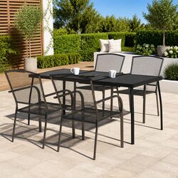 Outdoor Dining Set 5 Piece Garden Table Chairs Steel Anthracite Patio Furniture