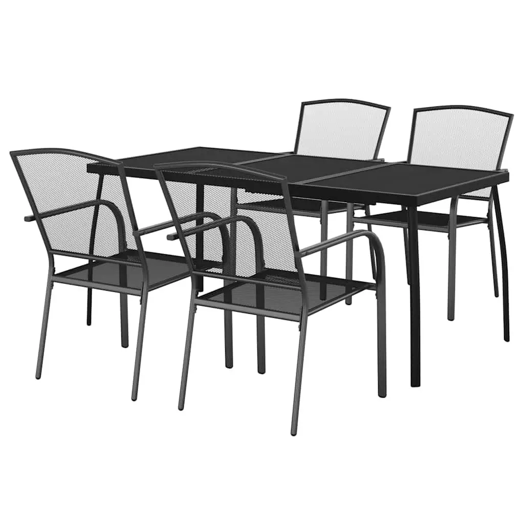Outdoor Dining Set 5 Piece Garden Table Chairs Steel Anthracite Patio Furniture