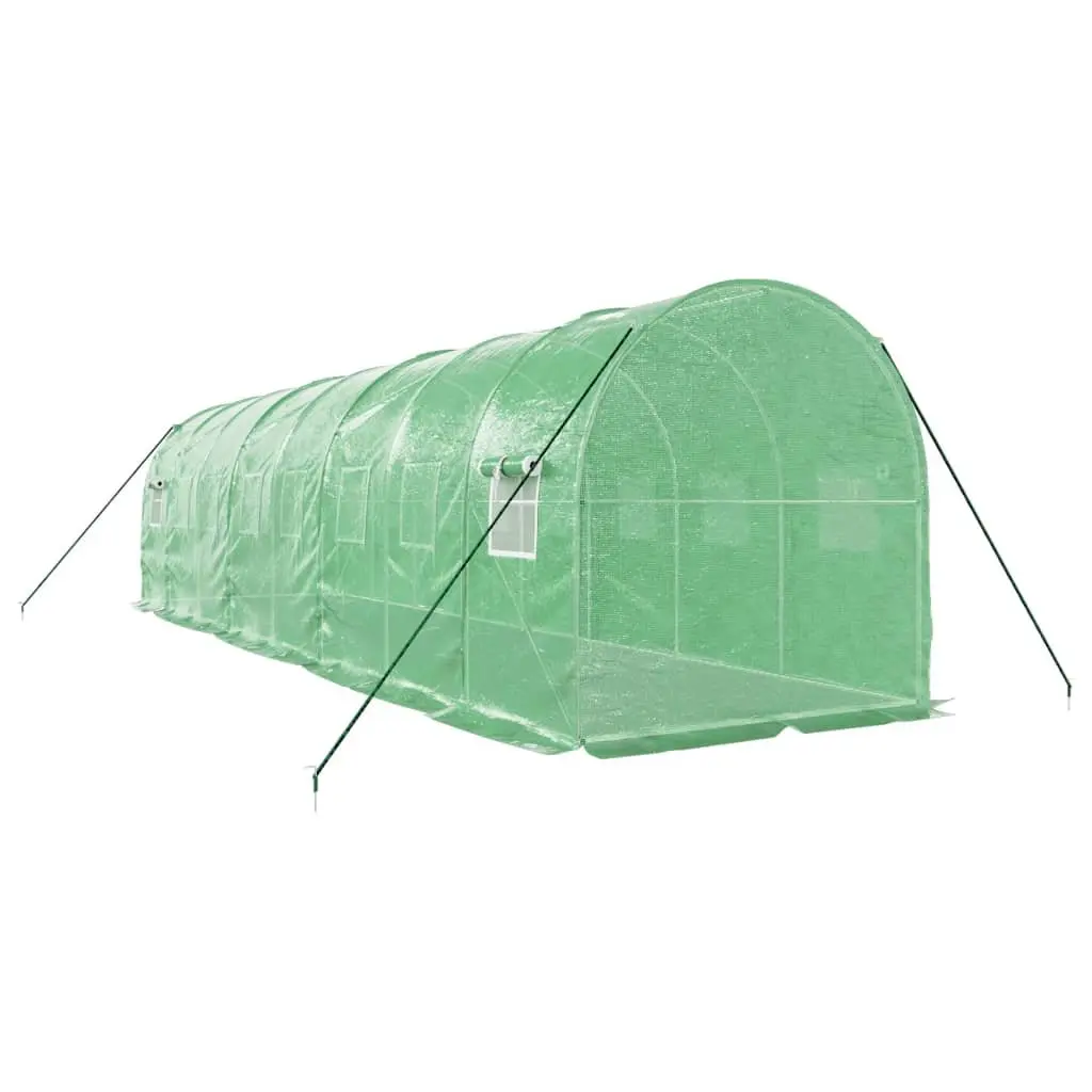 Greenhouse Green 8x2x2m Steel Frame PE Cover Weather Resistant with Zippered Roll-Up Door and Side Mesh Windows