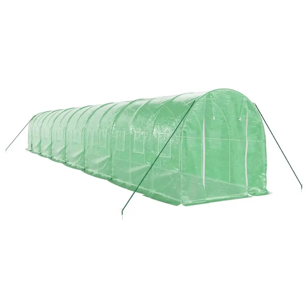 Greenhouse Green 14x2x2m UV-Resistant PE Cover Steel Frame Garden Plant
