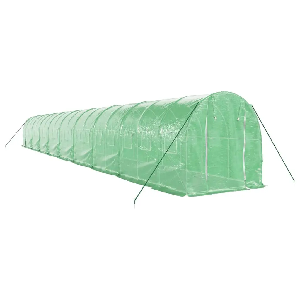 Greenhouse Green 36m² Steel Frame Roll-Up Door Mesh Windows