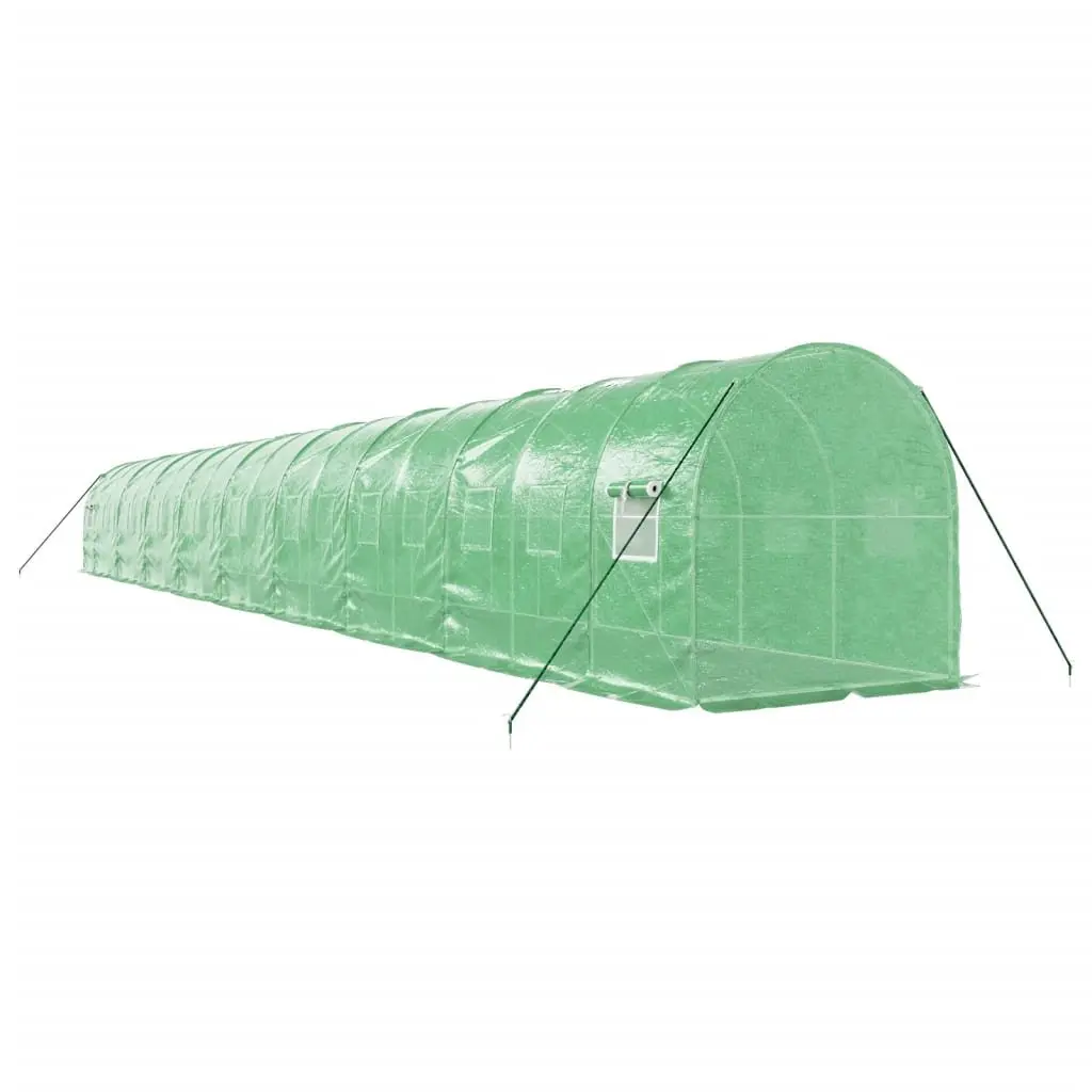Greenhouse Green 36m² Steel Frame Roll-Up Door Mesh Windows