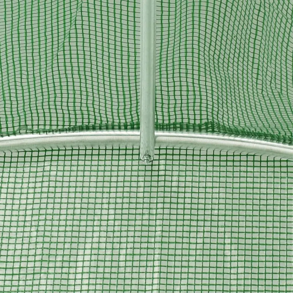 Greenhouse Green 36m² Steel Frame Roll-Up Door Mesh Windows