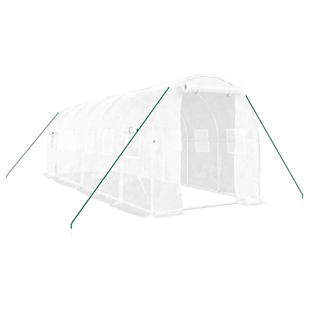 Greenhouse White 6x2x2 m PE Cover Steel Frame Durable Weather Resistant Garden Plant House