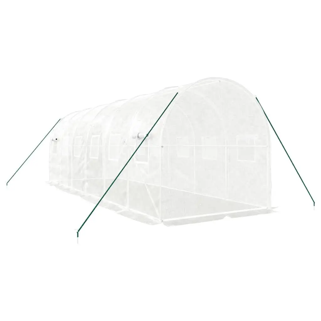 Greenhouse White 6x2x2 m PE Cover Steel Frame Durable Weather Resistant Garden Plant House