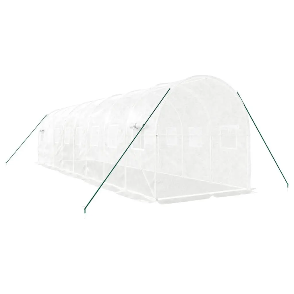 Greenhouse White 8x2x2m Steel Frame Durable PE Cover Outdoor Plant House