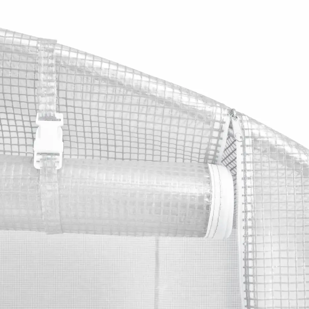 Greenhouse White 10x2x2 m Steel Frame Zippered Roll-Up Door Mesh 20 m²