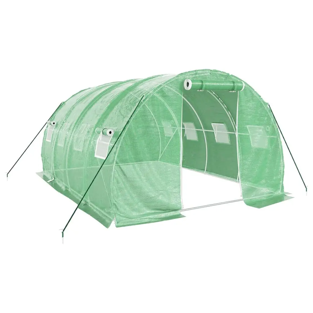 Greenhouse Green 12m² Steel Frame Roll-Up Door Mesh Windows Garden Plant House