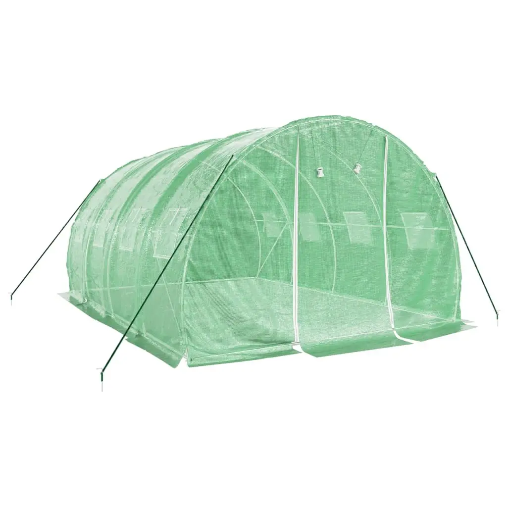 Greenhouse Green 12m² Steel Frame Roll-Up Door Mesh Windows Garden Plant House
