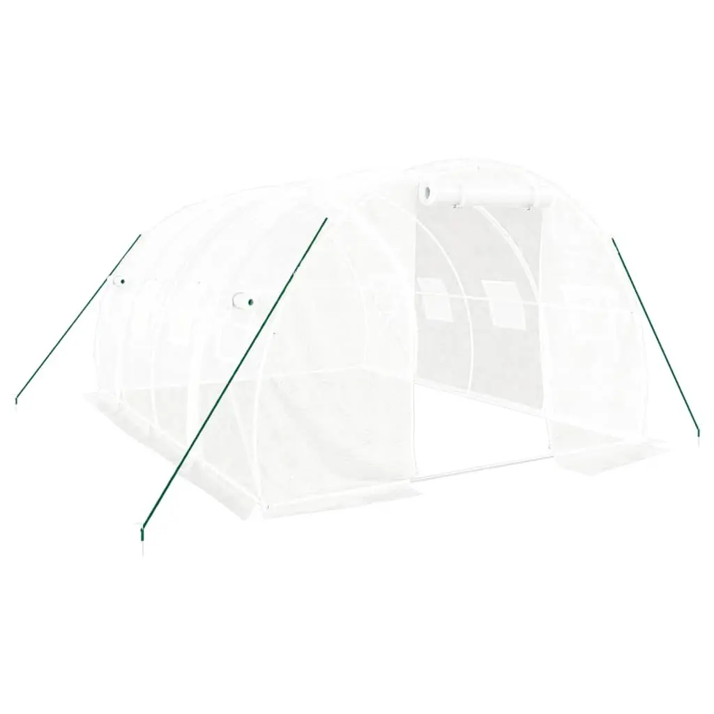 Greenhouse White 4x3x2m Steel Frame PE Cover Roll-up Door 12m²