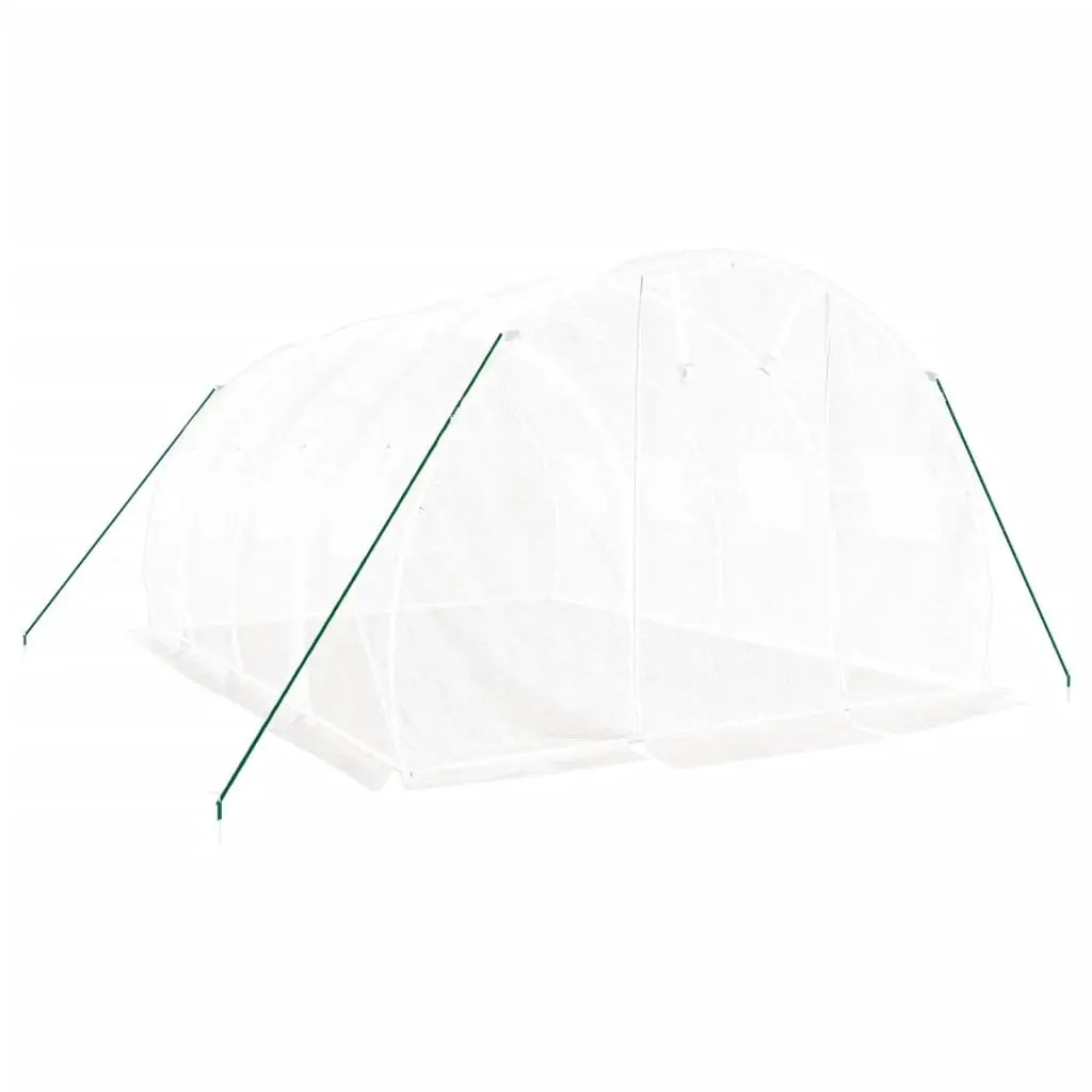 Greenhouse White 4x3x2m Steel Frame PE Cover Roll-up Door 12m²