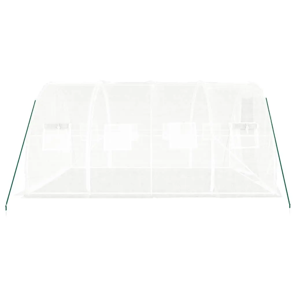 Greenhouse White 4x3x2m Steel Frame PE Cover Roll-up Door 12m²
