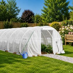 Greenhouse 6x3x2m Steel Frame PE Cover 18 m² Garden Plant House Roll-up Door