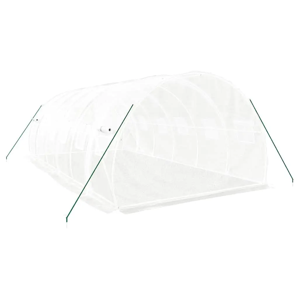 Greenhouse White 6x3x2m Steel Frame PE Cover Durable with Roll-up Door