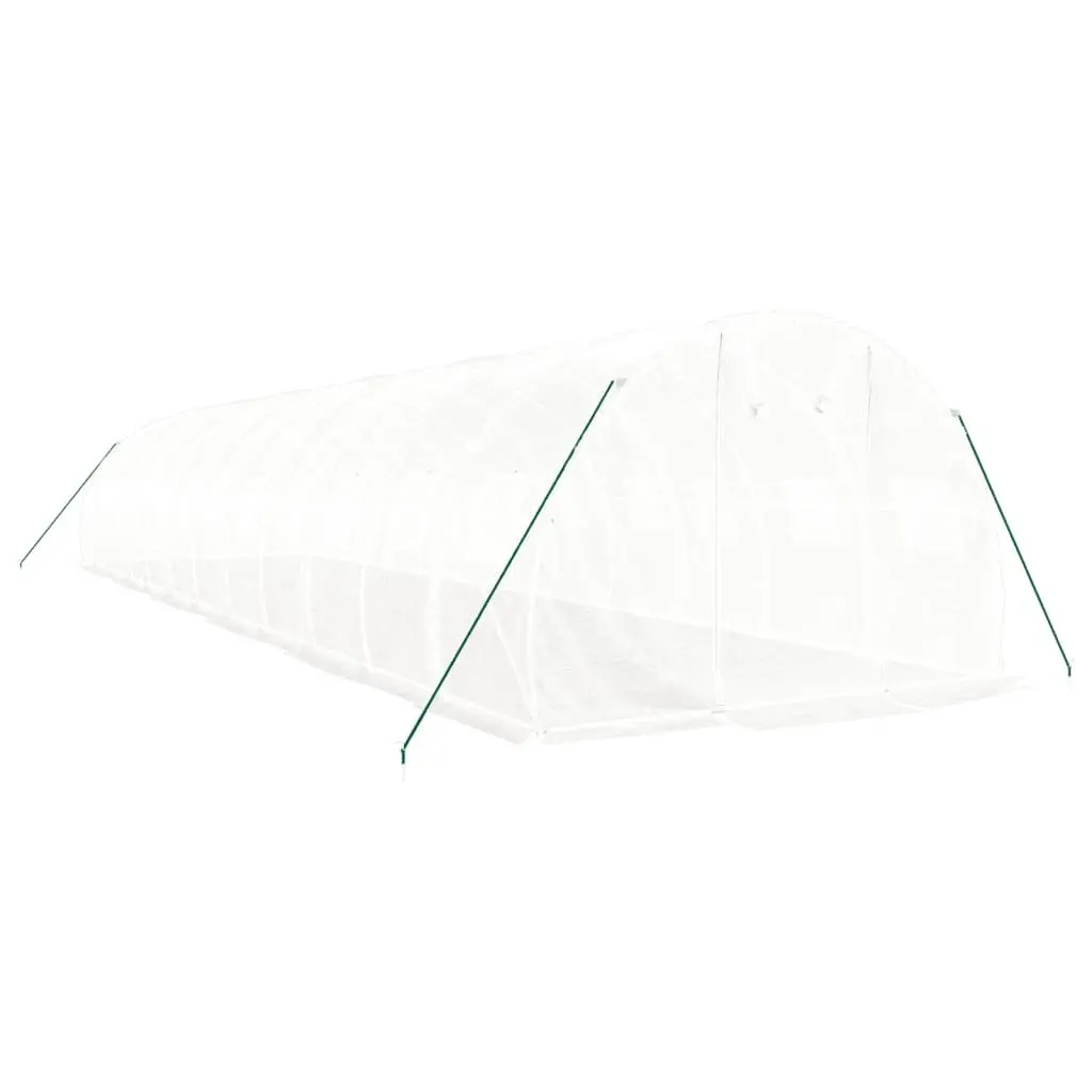 Greenhouse White 12x3x2m Steel Frame PE Cover Ventilation