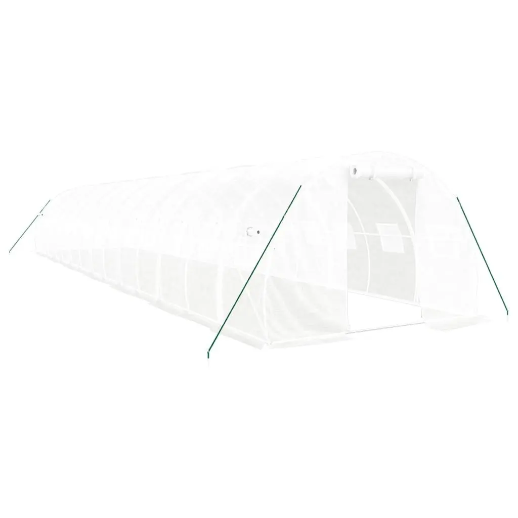 Greenhouse White 14x3x2m Steel Frame PE Cover Durable Weather Resistant Garden Plant House