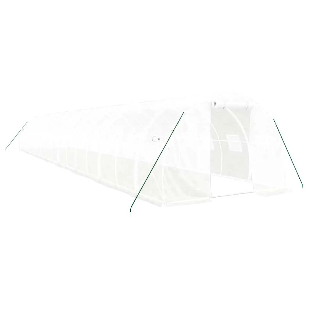 Greenhouse White 16x3x2m Steel Frame Durable PE Cover Plant Garden Protection