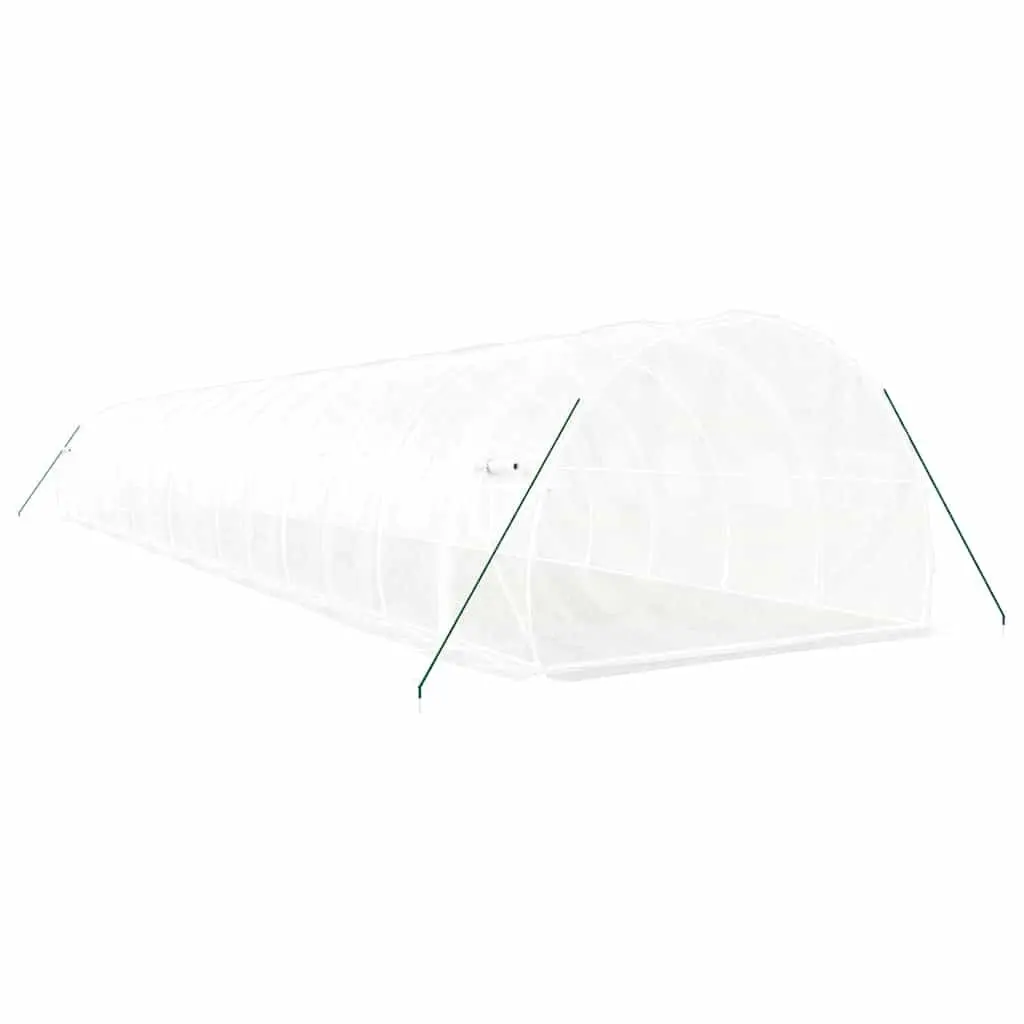 Greenhouse White 16x3x2m Steel Frame Durable PE Cover Plant Garden Protection