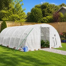 Greenhouse 32m² Steel Frame White 8x4x2m Garden Plant House UV Protection