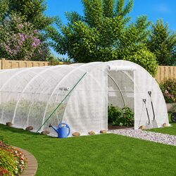 Greenhouse Steel Frame White 48m² 12x4x2m Garden Plant House UV-Resistant PE