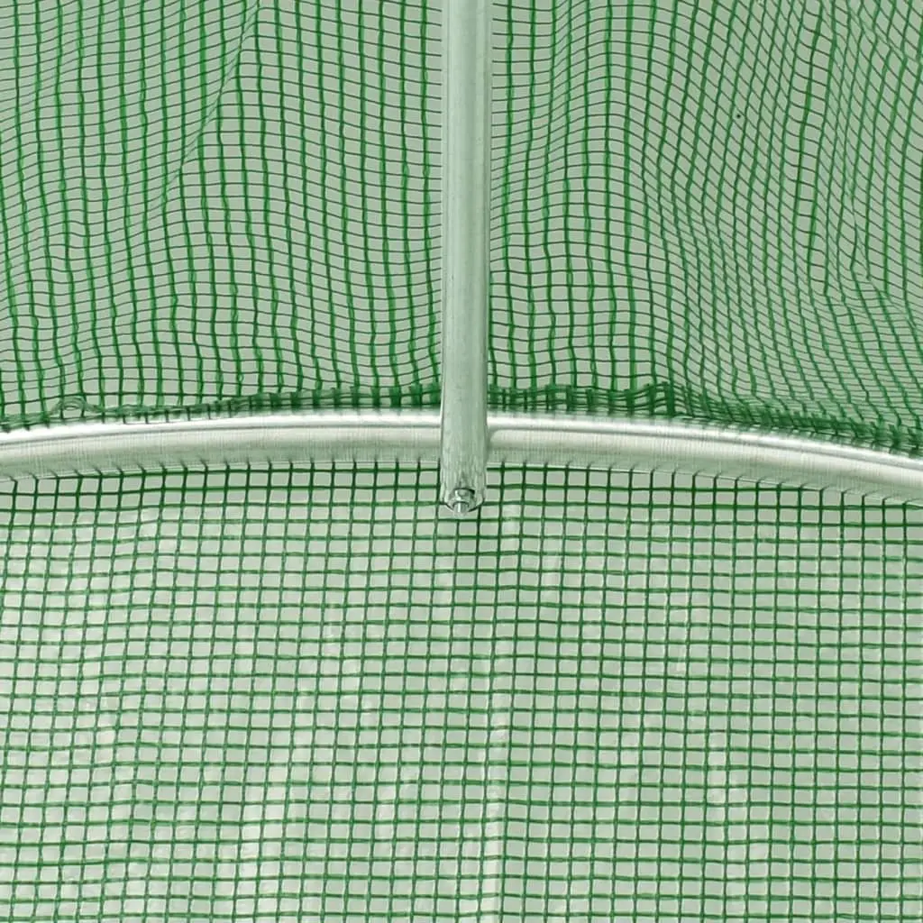 Greenhouse Green 8x5x2.3m Steel Frame Roll-Up Door Mesh Windows