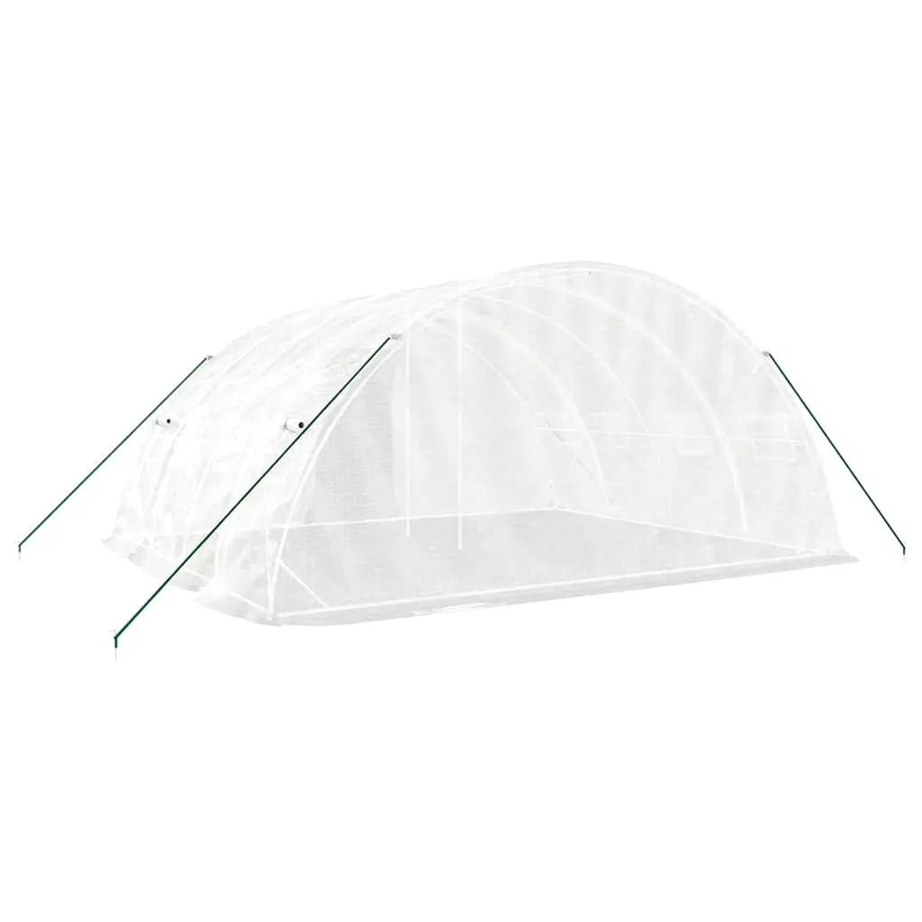 Greenhouse White 5x4x2.3m Steel Frame Durable PE Cover with Zippered Roll-Up Door and 4 Side Roll-Up Mesh Windows