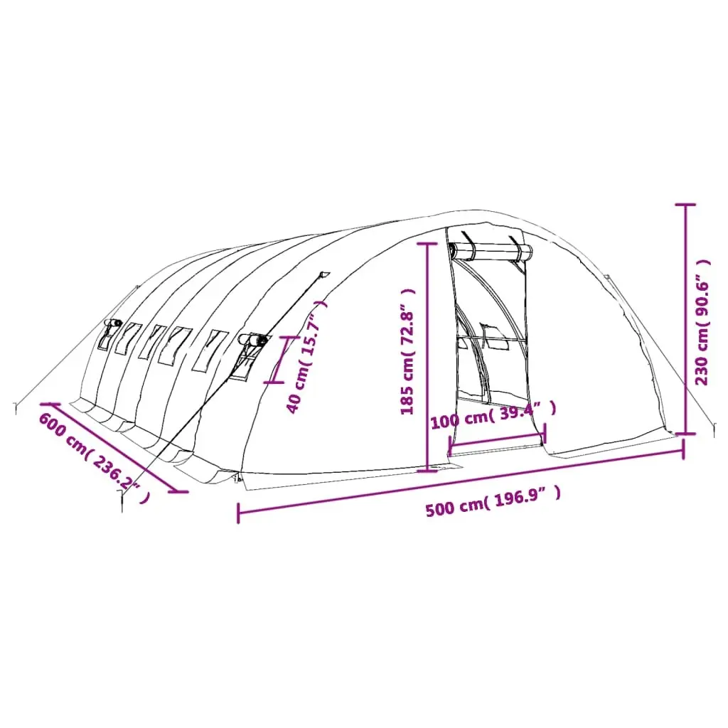 Greenhouse White 30 m² Steel Frame Outdoor Grow Shelter