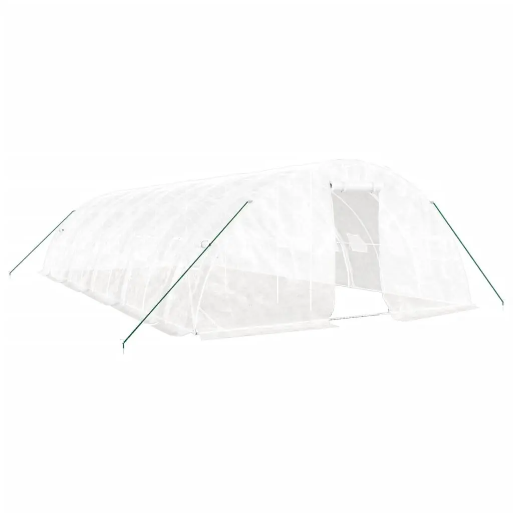 Greenhouse White 10x5x2.3m Steel Frame PE Cover Durable Weather Resistant Garden Plant House