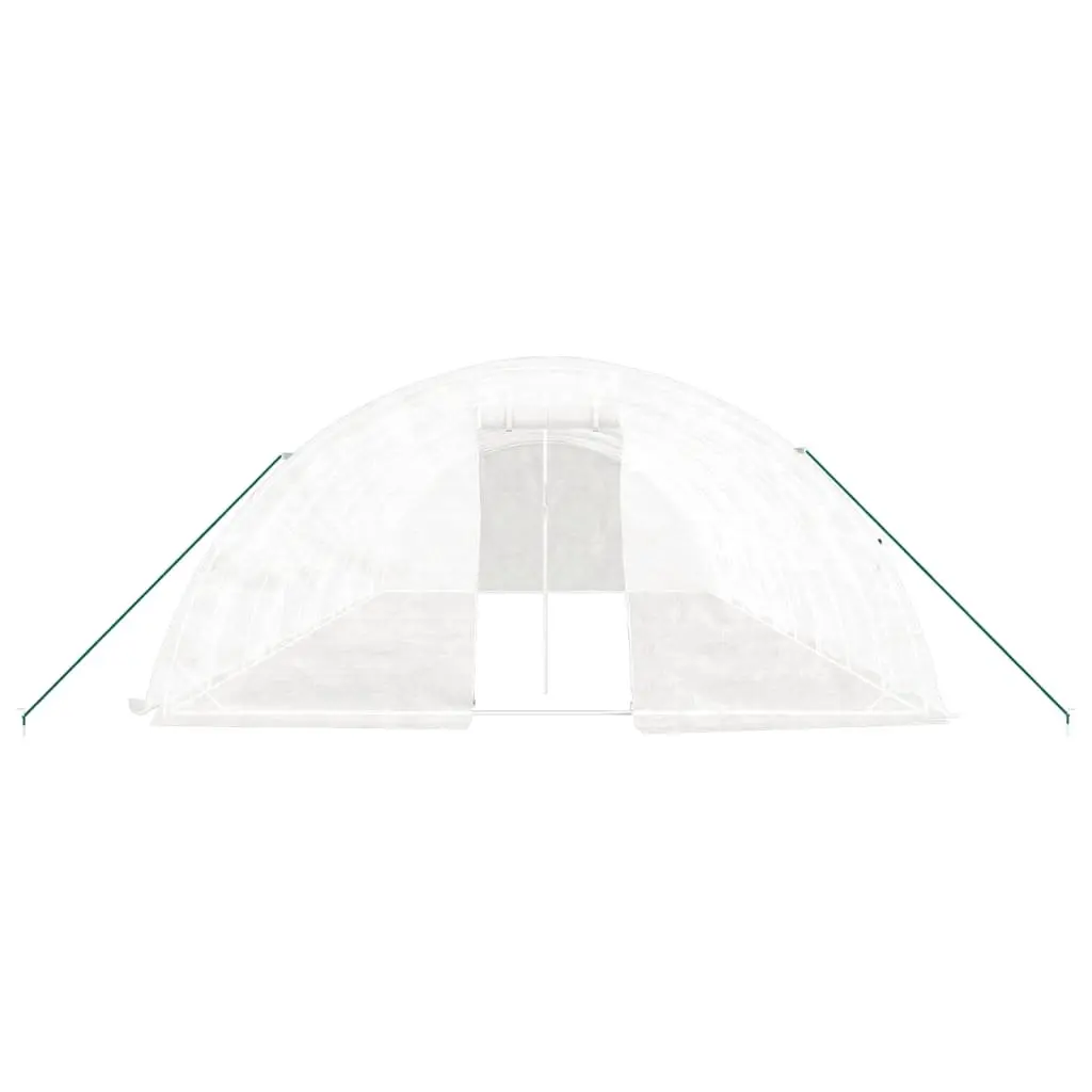 Greenhouse White 10x5x2.3m Steel Frame PE Cover Durable Weather Resistant Garden Plant House