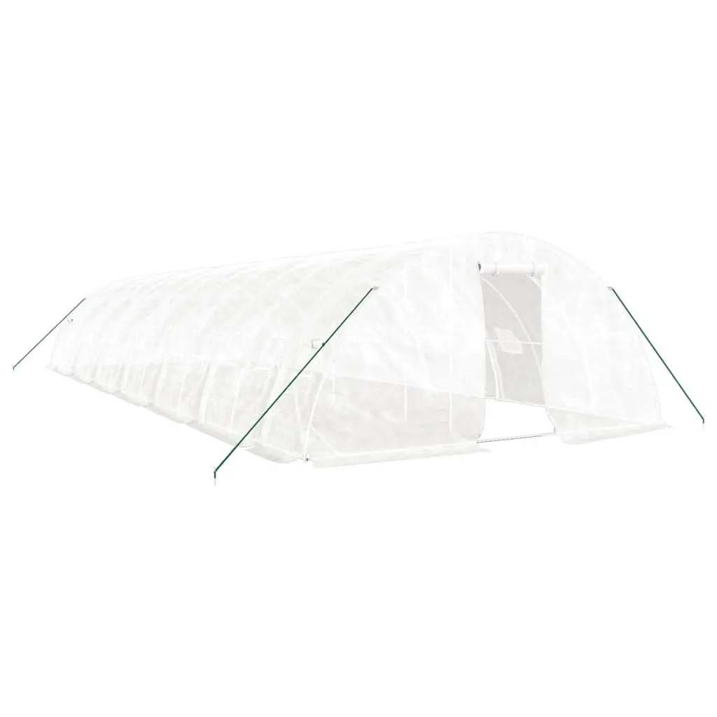 Greenhouse White 14x5x2.3m PE Cover Steel Frame Roll-up Door